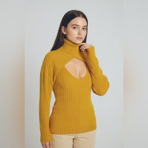 NWT NAADAM Matching 2-Piece Overlay Sweater Set in Warm Yellow Gold Size L